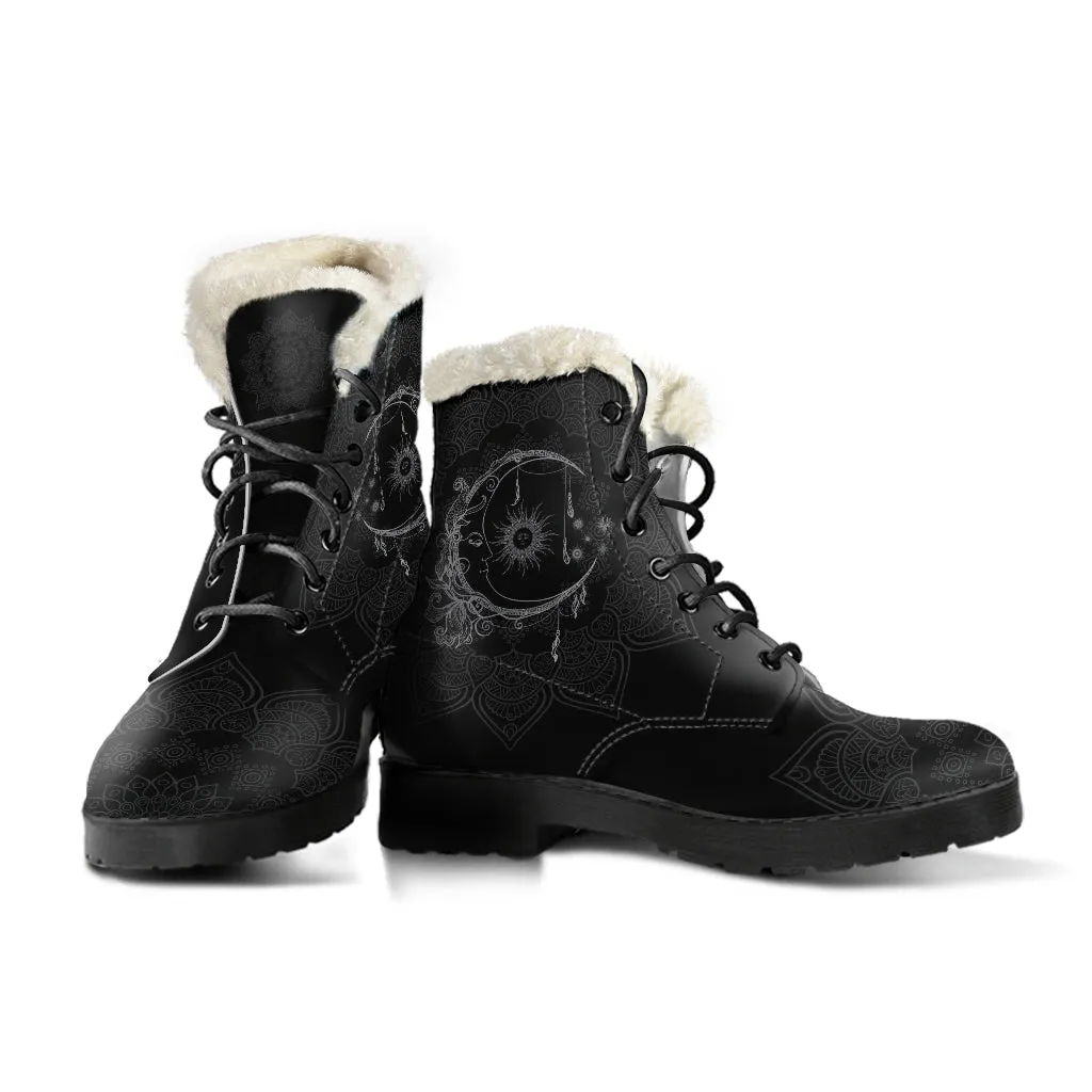 Sun And Moon Mandala Black Boots