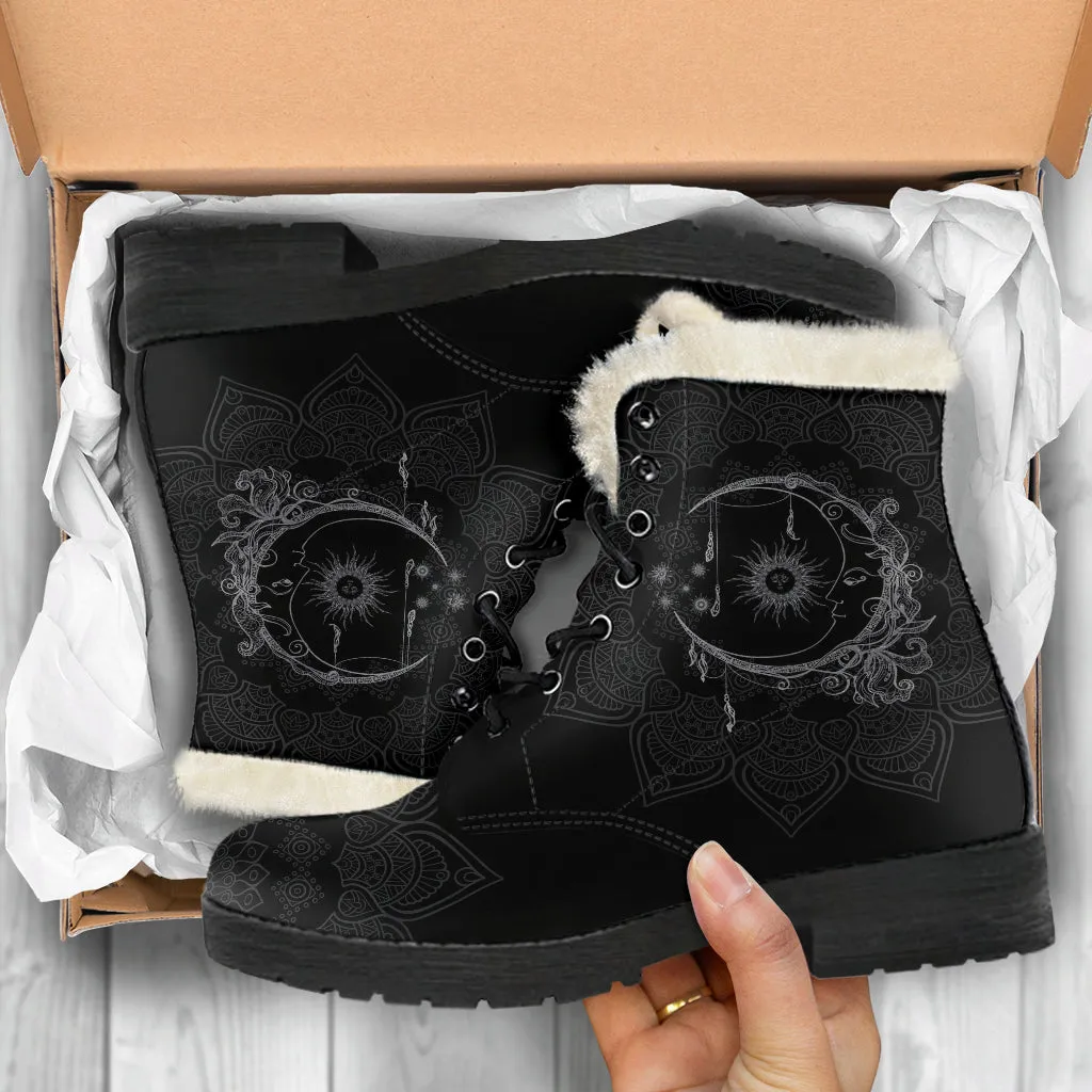 Sun And Moon Mandala Black Boots