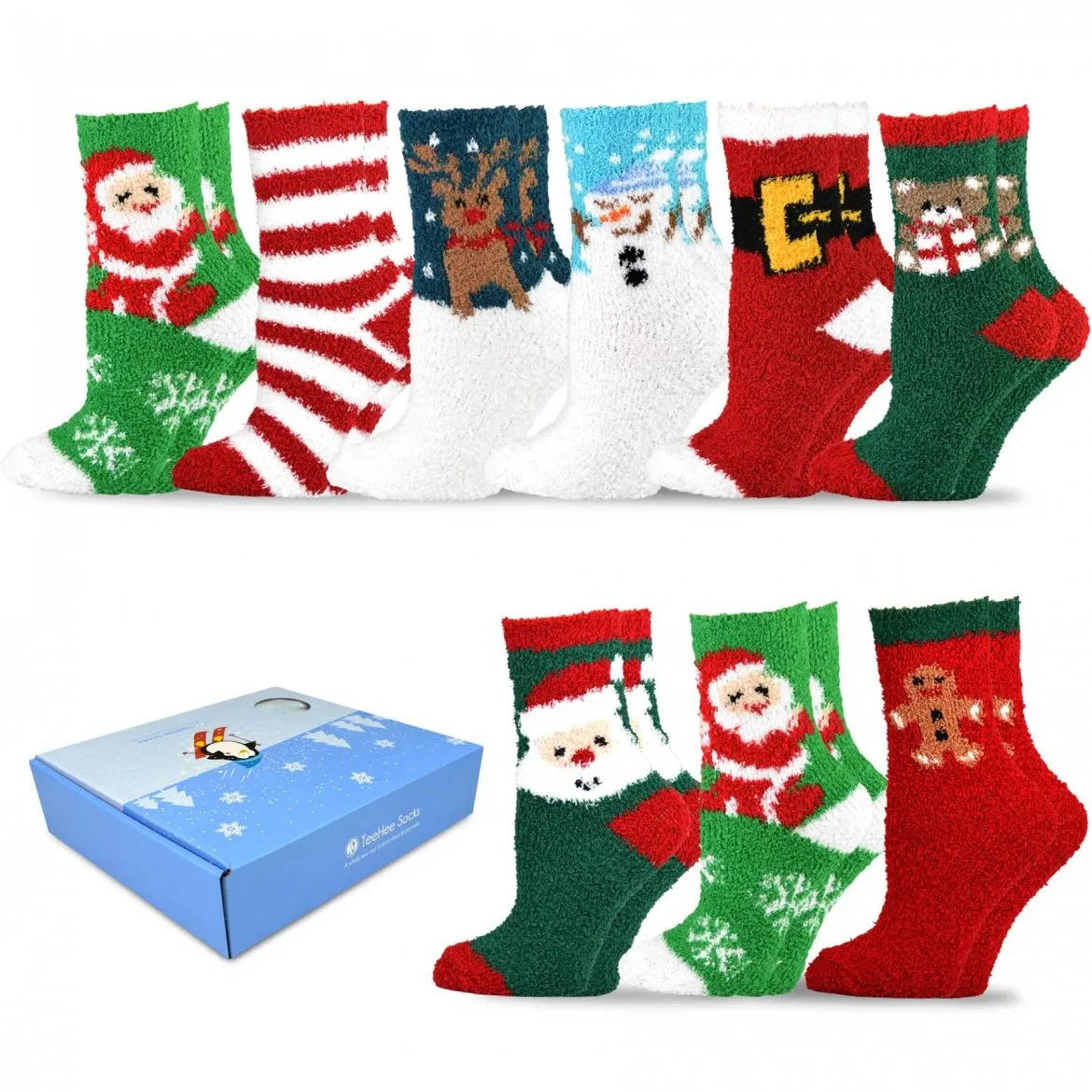 TeeHee Socks Women's Christmas Crew 9-Pack Gift Box (12137)