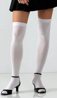 White Opaque Thigh High Stockings (Women's)