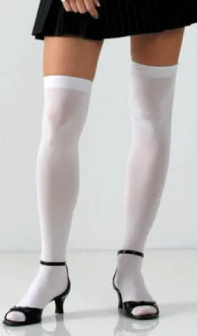 White Opaque Thigh High Stockings (Women's)