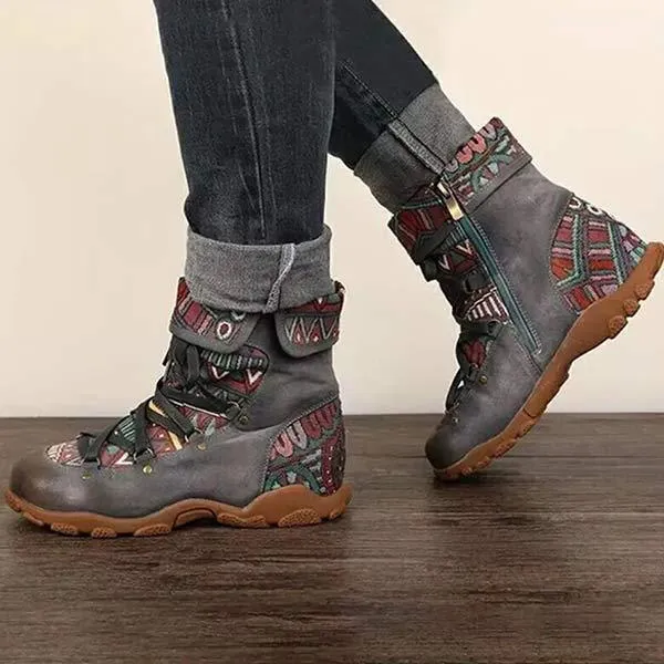 Women'S Vintage Side Zip Round Toe Soft Sole Martin Boots 65696995C