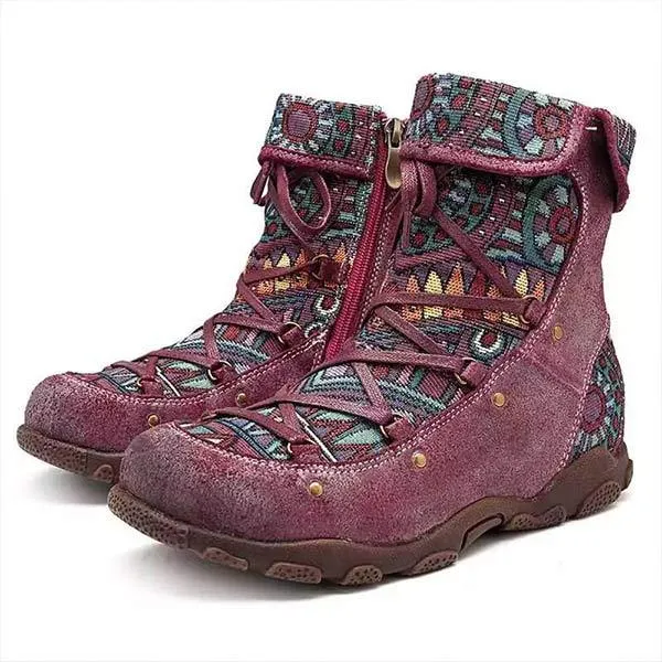 Women'S Vintage Side Zip Round Toe Soft Sole Martin Boots 65696995C